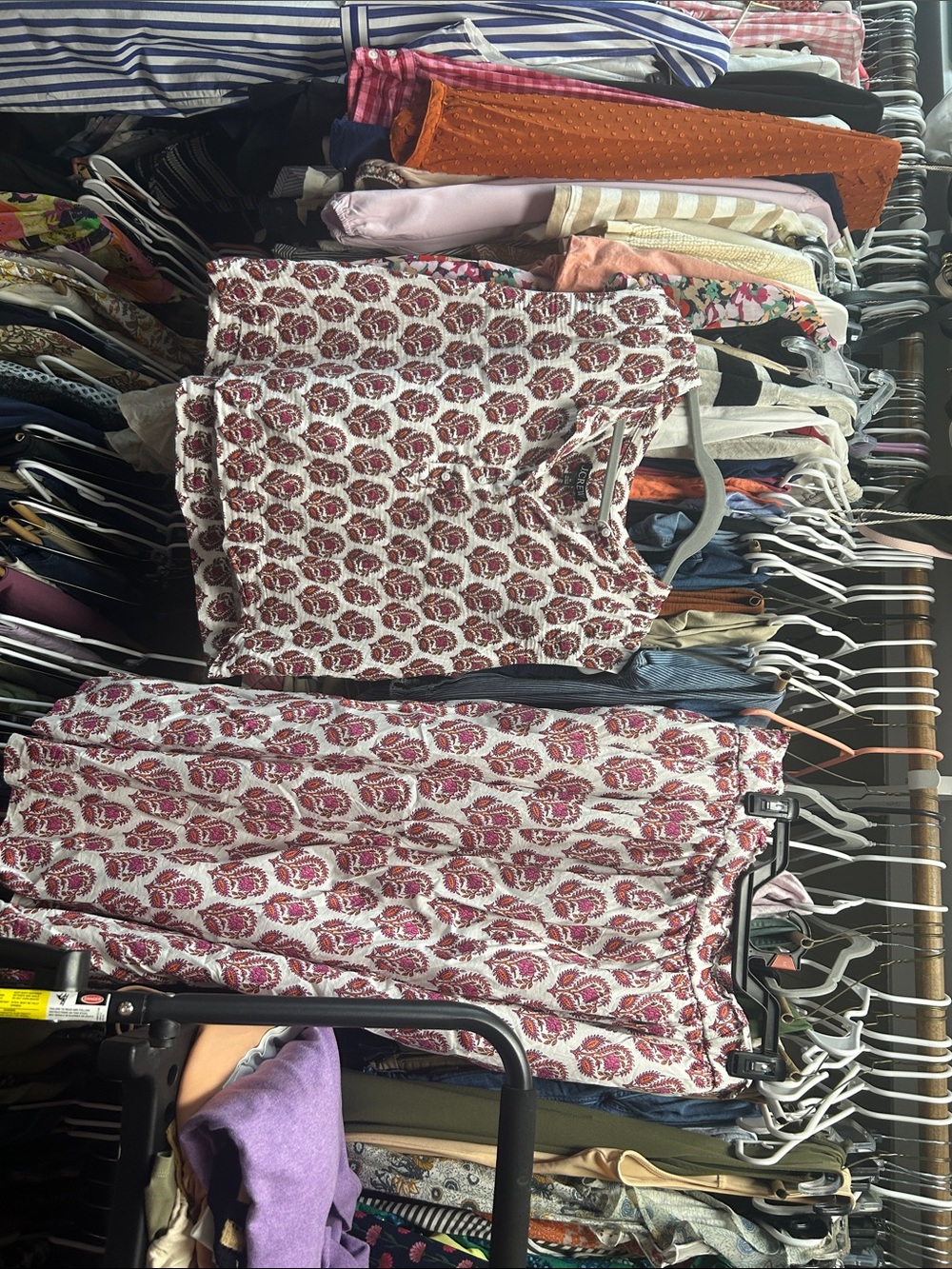 J. Crew White and Pink Paisley Midi Skirt